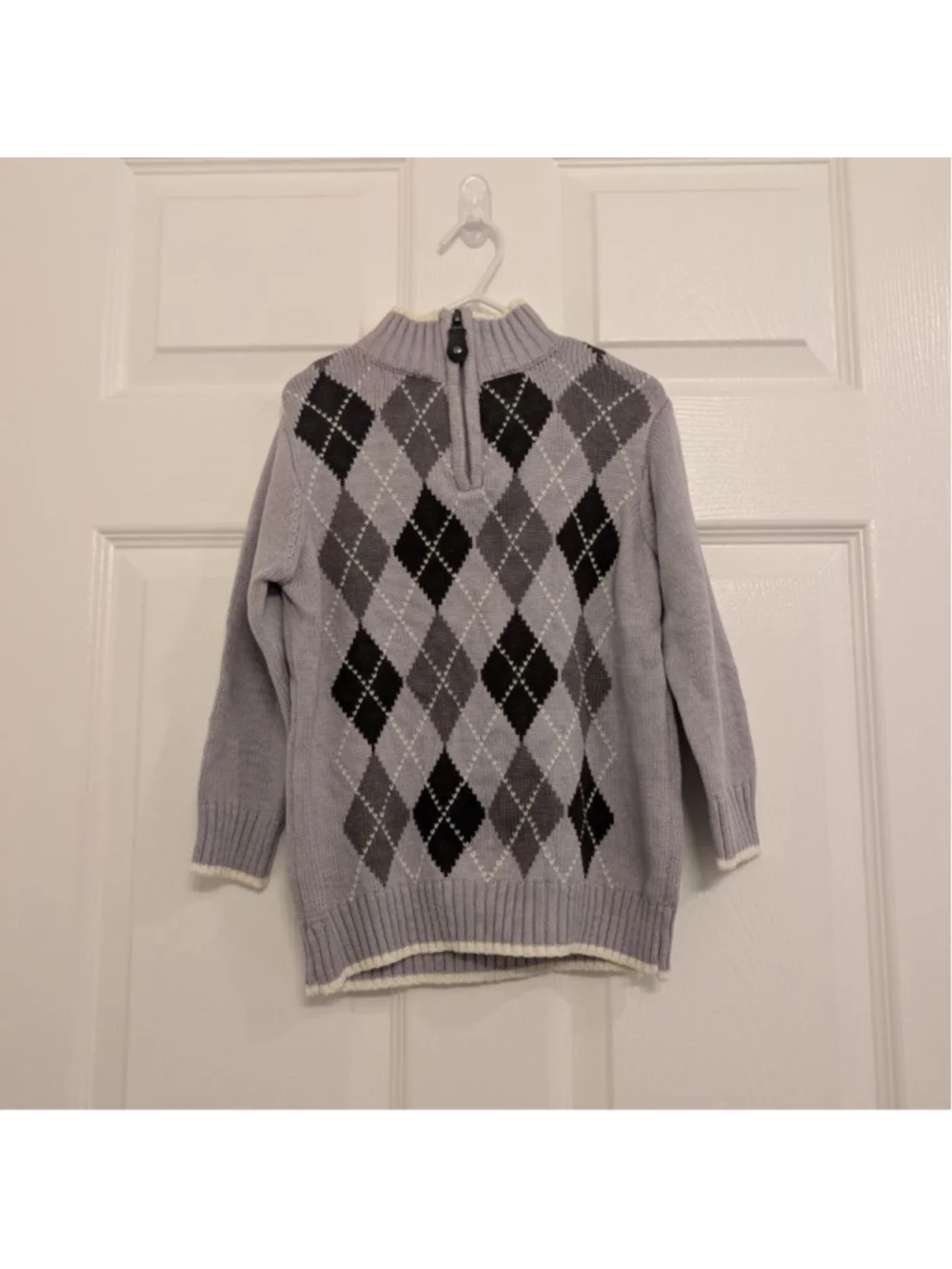 Boys The Children's Place Argyle Quarter-Zip Sweater 4T Lavender Black